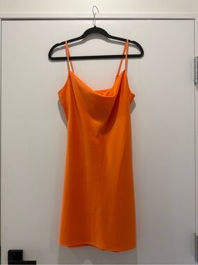 Vibrant Orange Cowl Neck Slip Dress